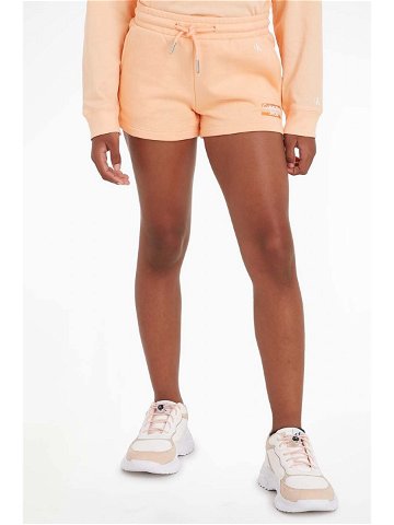 Dětské bavlněné šortky Calvin Klein Jeans oranžová barva hladké nastavitelný pas