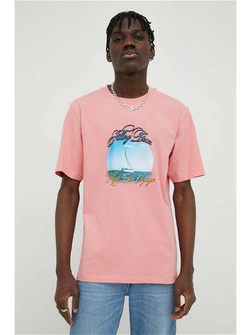 Bavlněné tričko Filling Pieces růžová barva