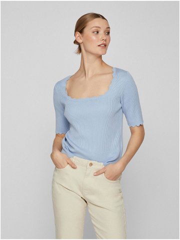 Světle modré dámské žebrované tričko VILA Lana