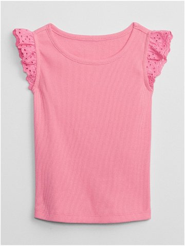 Růžové holčičí tričko s madeirou GAP