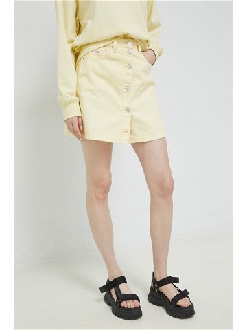 Džínová sukně Tommy Jeans žlutá barva mini áčková