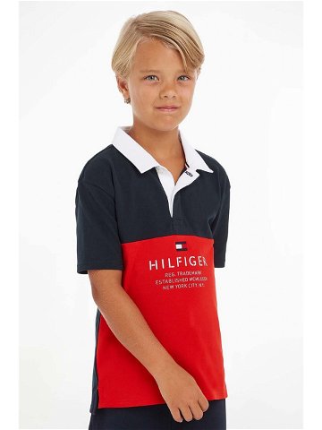 Dětské polo tričko Tommy Hilfiger červená barva