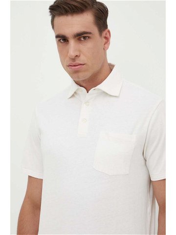 Polo tričko s lněnou směsí Ralph Lauren bílá barva 710900790