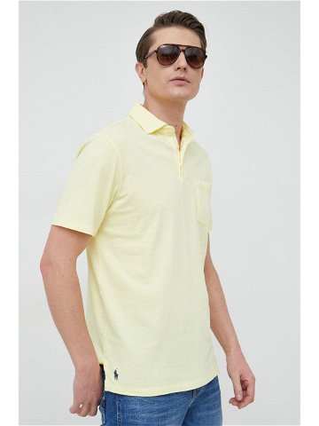 Polo tričko se lněnou směsí Polo Ralph Lauren žlutá barva 710900790