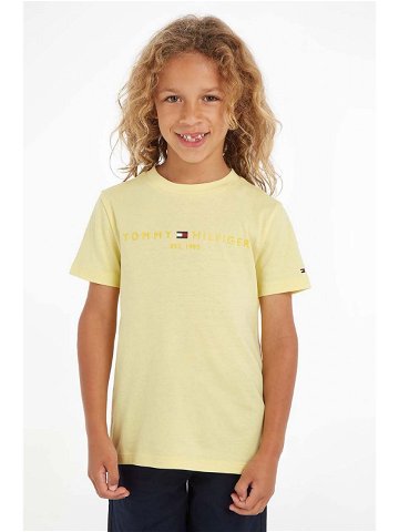 Dětské bavlněné tričko Tommy Hilfiger žlutá barva s potiskem