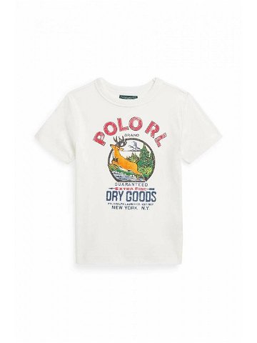 Dětské tričko Polo Ralph Lauren béžová barva s potiskem