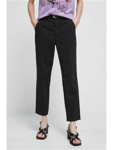 Kalhoty Medicine dámské černá barva střih chinos medium waist