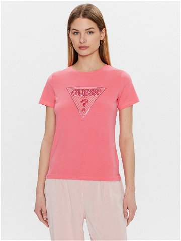 Guess T-Shirt Triangle W3GI61 K6YW1 Růžová Slim Fit