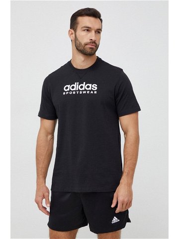 Bavlněné tričko adidas černá barva s potiskem