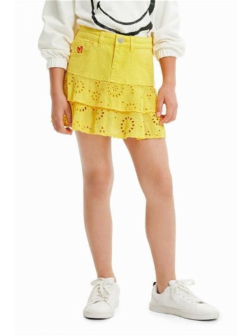 Dětská sukně Desigual žlutá barva mini áčková