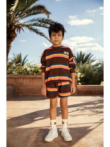Dětské bavlněné šortky Mini Rodini hnědá barva vzorované