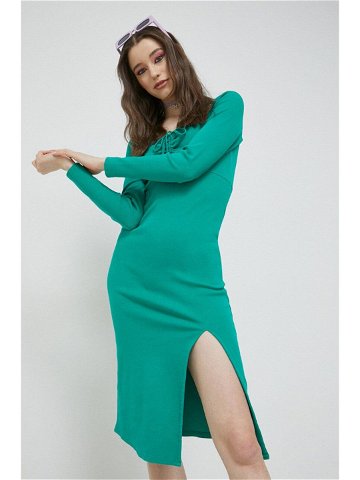 Šaty Hollister Co zelená barva mini