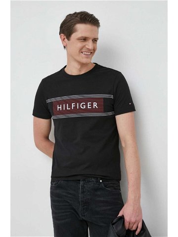 Bavlněné tričko Tommy Hilfiger černá barva s potiskem