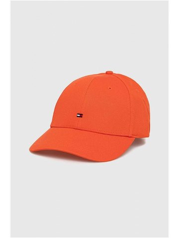 Bavlněná baseballová čepice Tommy Hilfiger oranžová barva