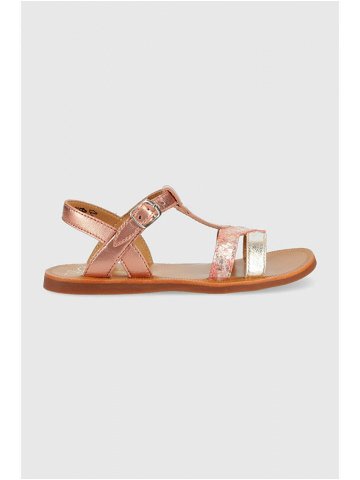 Dětské kožené sandály Pom D api růžová barva