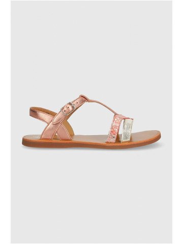 Dětské kožené sandály Pom D api růžová barva