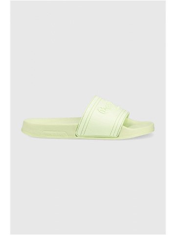 Pantofle Pepe Jeans SLIDER dámské zelená barva PLS70125