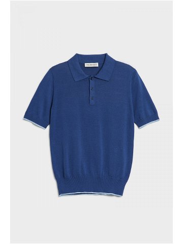 Svetr trussardi sweater polo short sleeve cotton silk blend modrá s