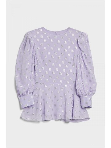 Košile karl lagerfeld metallic monogram blouse fialová 44