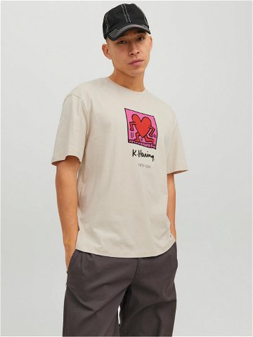Jack & Jones T-Shirt Keith Haring 12230685 Béžová Relaxed Fit