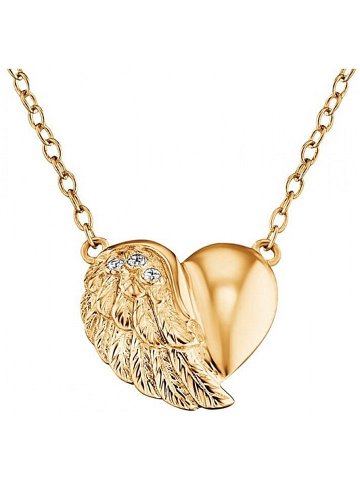 Engelsrufer Pozlacený stříbrný náhrdelník Srdce s křídlem a zirkony ERN-LILHW-G