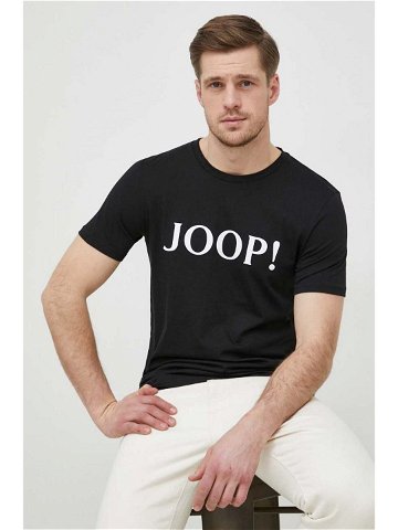 Bavlněné tričko Joop černá barva s potiskem
