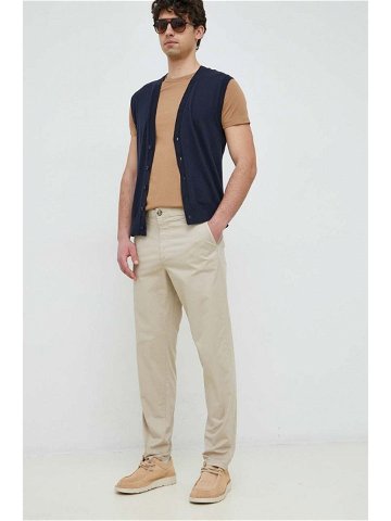 Kalhoty Pepe Jeans Harrow Poplin pánské béžová barva ve střihu chinos