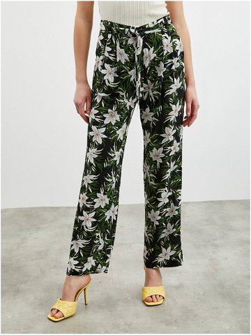 Zeleno-černé dámské květované kalhoty ZOOT lab Ena