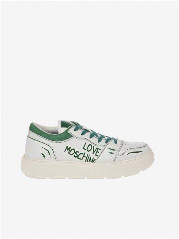 Zeleno-bílé dámské kožené tenisky Love Moschino