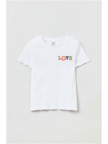 Dětské bavlněné tričko OVS bílá barva