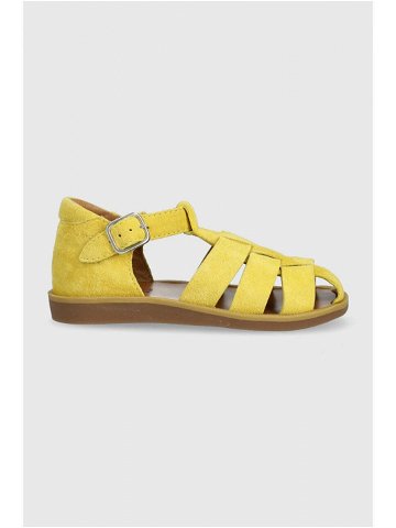 Dětské semišové sandály Pom D api žlutá barva