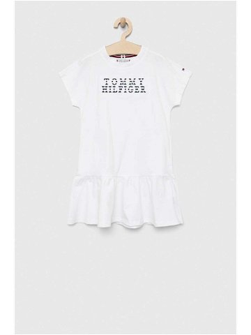 Dětské bavlněné šaty Tommy Hilfiger bílá barva mini