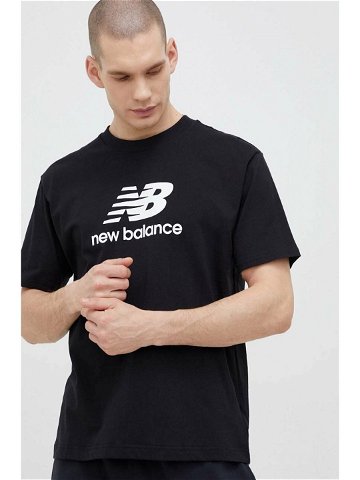 Bavlněné tričko New Balance černá barva MT31541BK-1BK