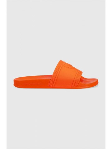 Pantofle Karl Lagerfeld KONDO pánské oranžová barva KL70009