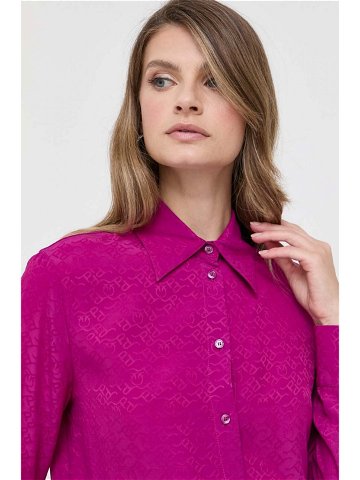 Košile s příměsí hedvábí Pinko fialová barva regular s klasickým límcem 100121 A01P