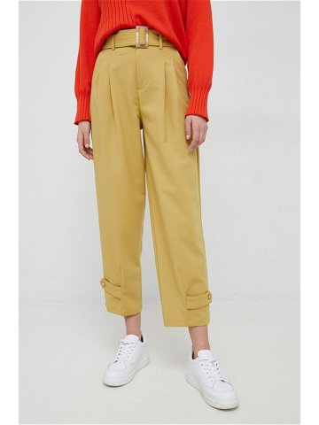 Kalhoty United Colors of Benetton dámské béžová barva jednoduché high waist