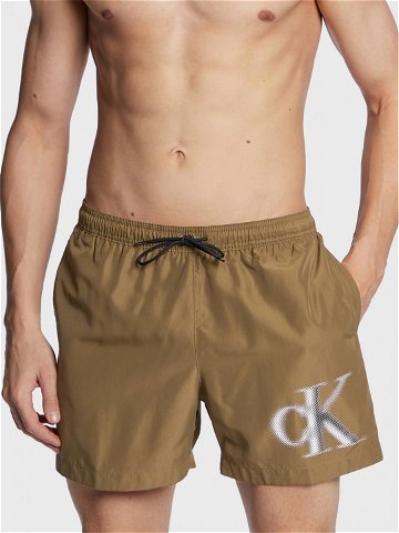 Calvin Klein Swimwear Plavecké šortky KM0KM00800 Khaki Regular Fit