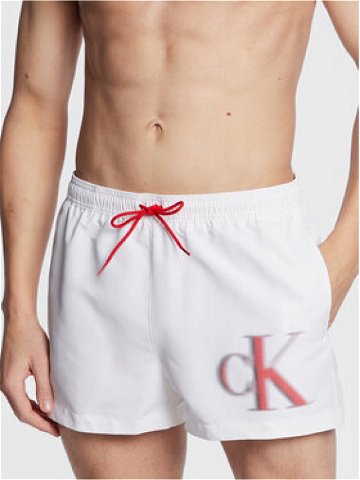 Calvin Klein Swimwear Plavecké šortky KM0KM00801 Bílá Regular Fit