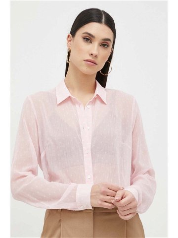 Košile Guess dámská růžová barva regular s klasickým límcem