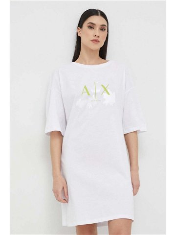 Bavlněné šaty Armani Exchange bílá barva mini oversize