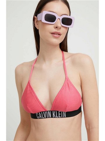 Plavková podprsenka Calvin Klein fialová barva mírně vyztužený košík