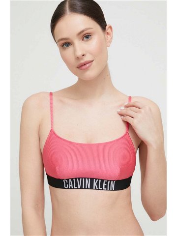 Plavková podprsenka Calvin Klein fialová barva mírně vyztužený košík