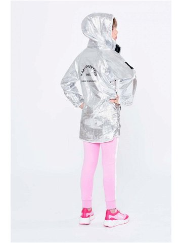 Dětská oboustranná bunda Karl Lagerfeld stříbrná barva