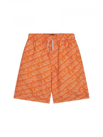 Dětské plavkové šortky Karl Lagerfeld oranžová barva vzorované