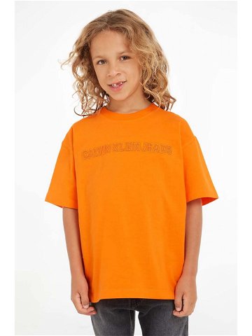 Dětské tričko Calvin Klein Jeans oranžová barva