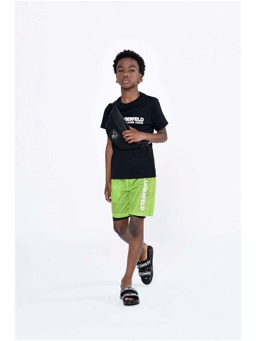 Dětské bavlněné tričko Karl Lagerfeld černá barva s potiskem