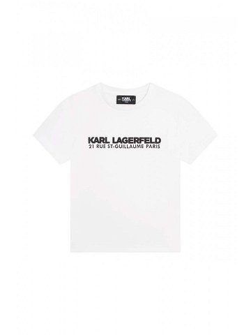Dětské bavlněné tričko Karl Lagerfeld bílá barva s potiskem