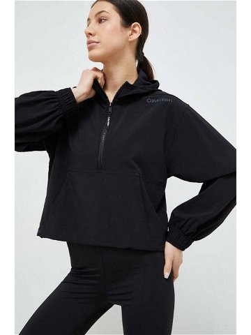 Tréninková mikina Calvin Klein Performance Essentials černá barva s kapucí