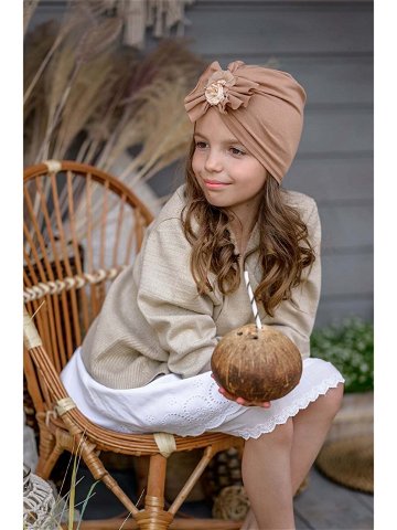 Dětska čepice Jamiks béžová barva z tenké pleteniny
